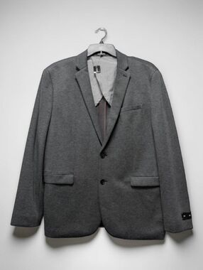 Express Men's Gray Blazer 44R Slim Fit 2 Button Notch Neck Career Office NWT